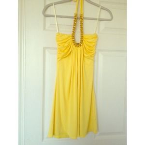 Sky Dress - Yellow with Gold Chain Detail XS