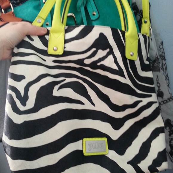 **sold** Brash zebra print/neon green purse - Picture 1 of 4
