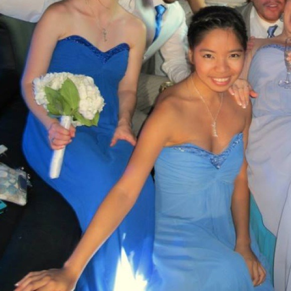 David's bridal Blue Cornflower dress  F14867 - Picture 2 of 3