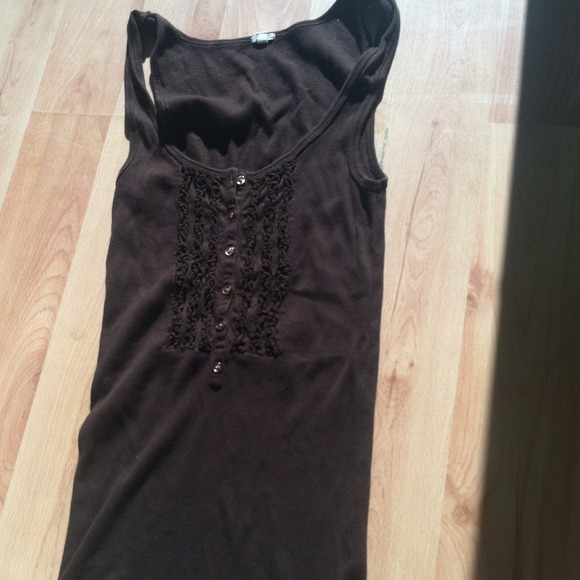 JCrew brown favorite fit ruffle tank