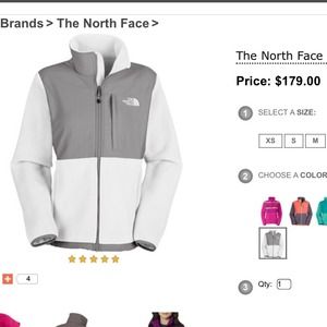 White and gray North Face jacket
