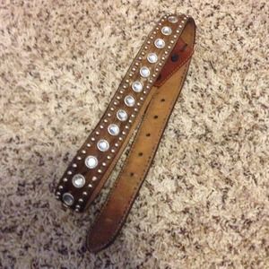 Cowhide and rhinestone kids belt