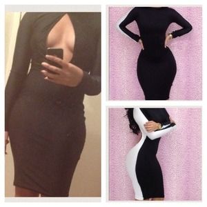 BUNDLE: Black and Black and White Stretchy dresses