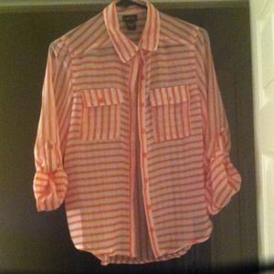 Orange and White Stripped Sheer shirt. Never worn