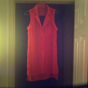 Sheer high low pink shirt size med