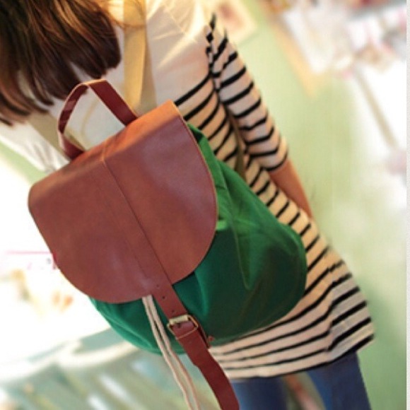 Handbags - Canvas leather bag pack (orange)