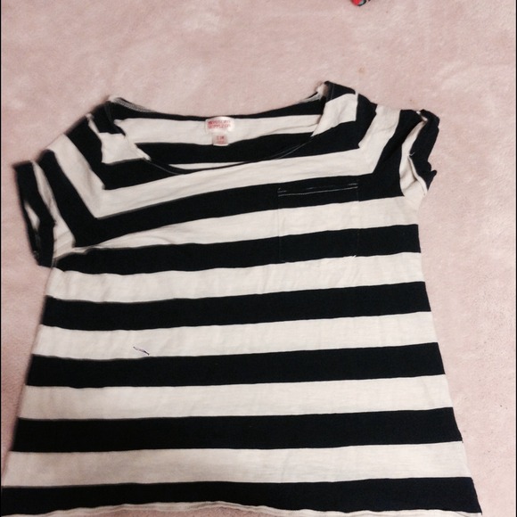Mossimo Blue White Striped M Crop Top Medium - Picture 1 of 1