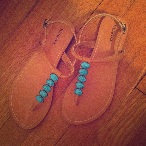 Summery turquoise stone sandals