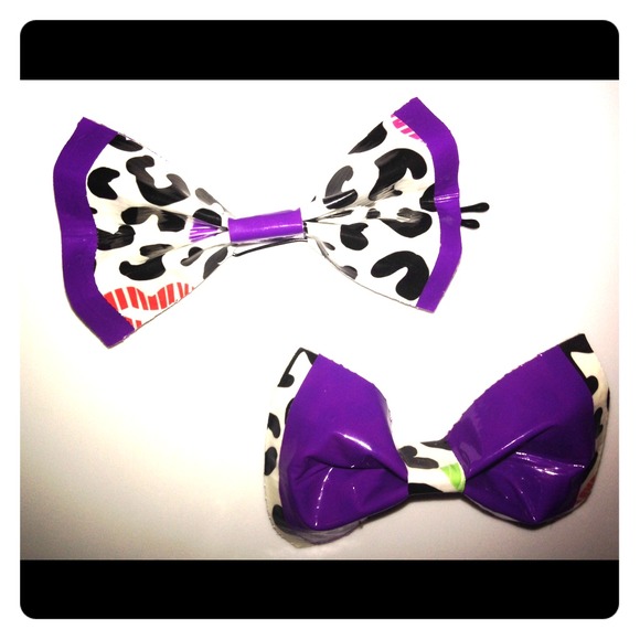 Duct Tape Hair Bows in Purple/Cheetah Print