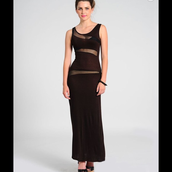 Mesh with me Maxi dress chocolate Medium