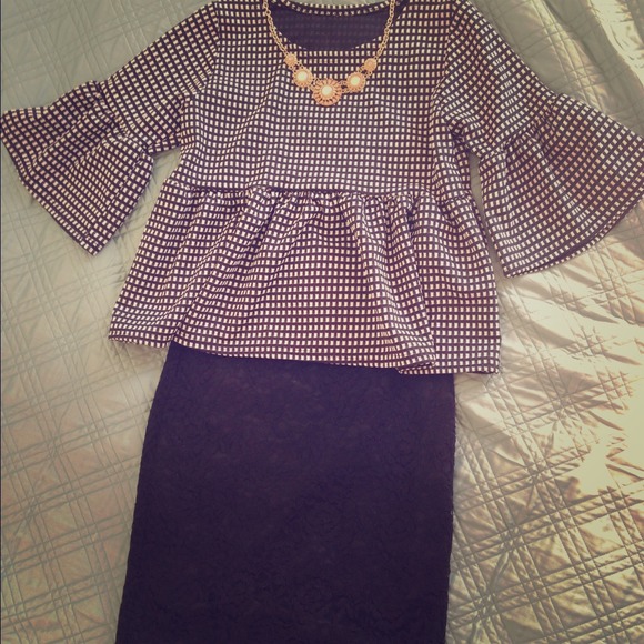 Perplum and lace outfit.