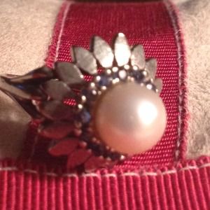 White Gold vintage Sapphire cultured Pearl