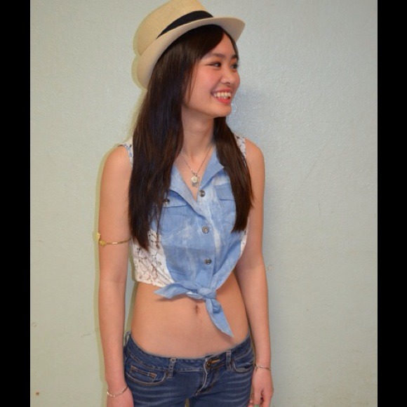 Light Blue Lace Crop Top