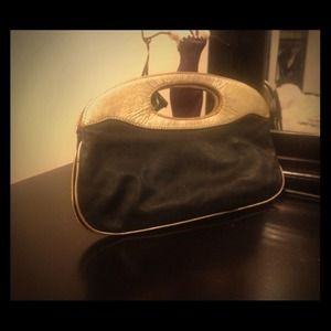 Steven Madden leather blk & gold clutch