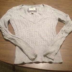 Grey cable knit ribbed sweater American Eagle