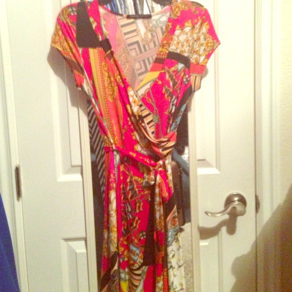 Wrap dress multi colored looks like Versace