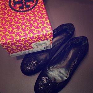 Tory Burch black patent flats.