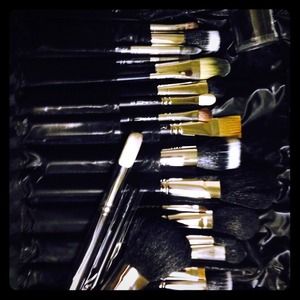 BRAND NEW 22 AUTHENTIC  MAC BRUSHES with holder