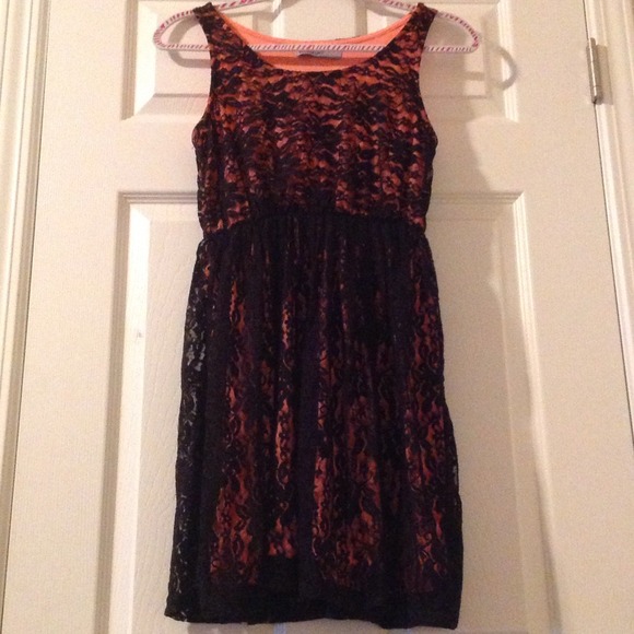Black and coral/peach dress