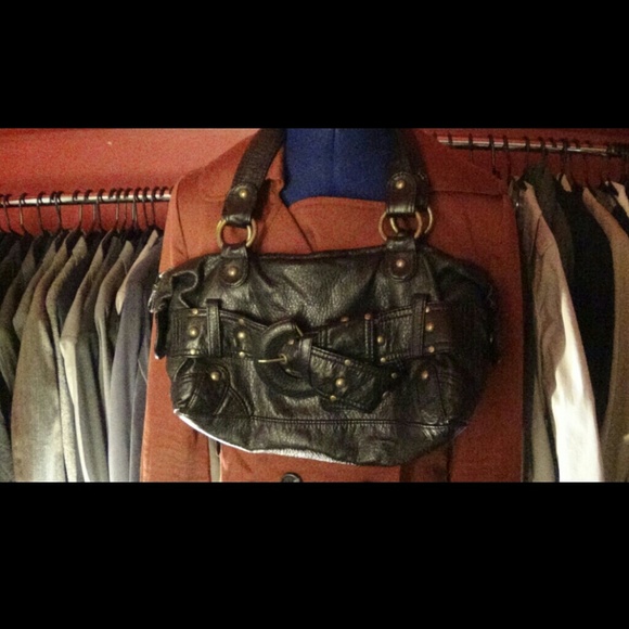 Marc ecko red vintage studded leather handbag