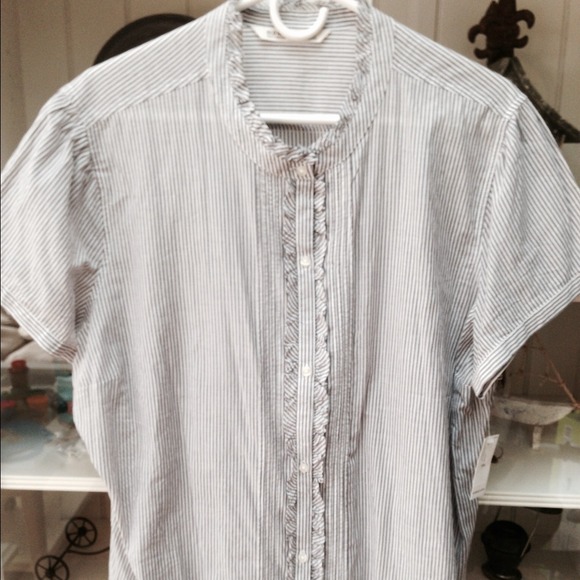 SOLD Plus Size - Short Sleeved Pinstripe Shirt