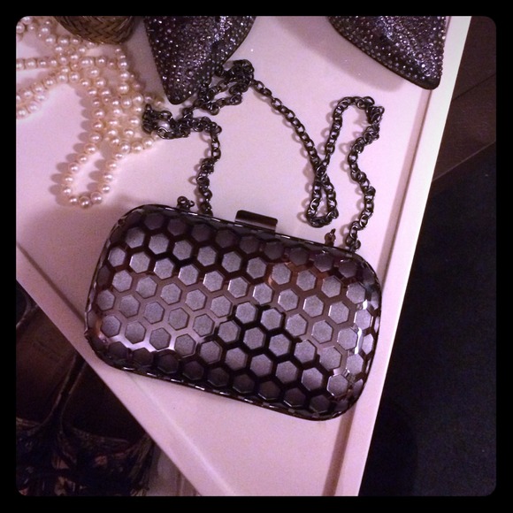 Gunmetal grey minaudière