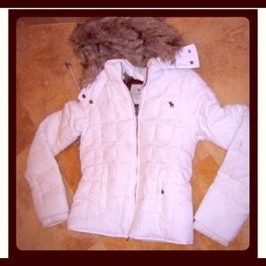 White winter coat with faux fur