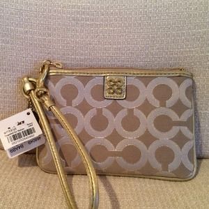 REDUCED! Authentic Coach Wristlet- Gold