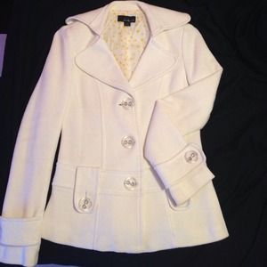 LIKE NEW. White knit peacoat!