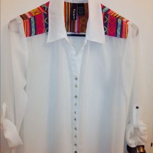 Adorable western print sheer blouse