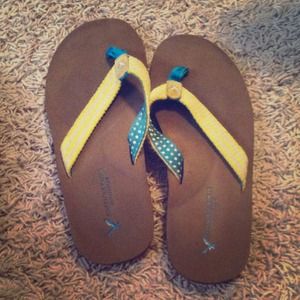 Yellow&Gray  Canvas Thong Sandals