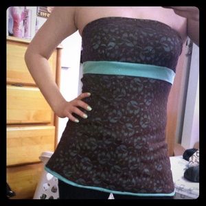Lace Blue & Brown Tube Top