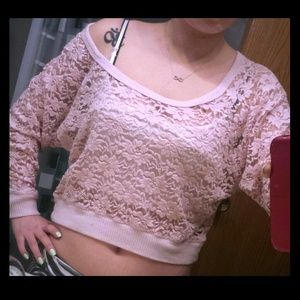 Sexy Light Pink Lace Blouse