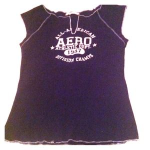 Stretchy blue black shirt