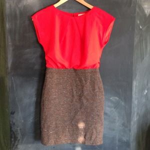 Red and Tweed Dress// peek-a-boo Back