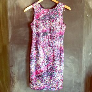 Zara watercolor// low back wiggle dress