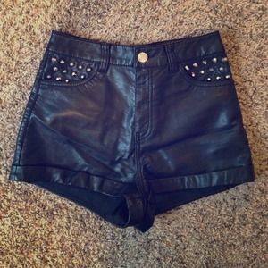Studded Leather Shorts