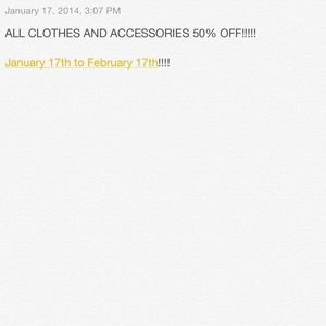 Sale everything 50% off!!