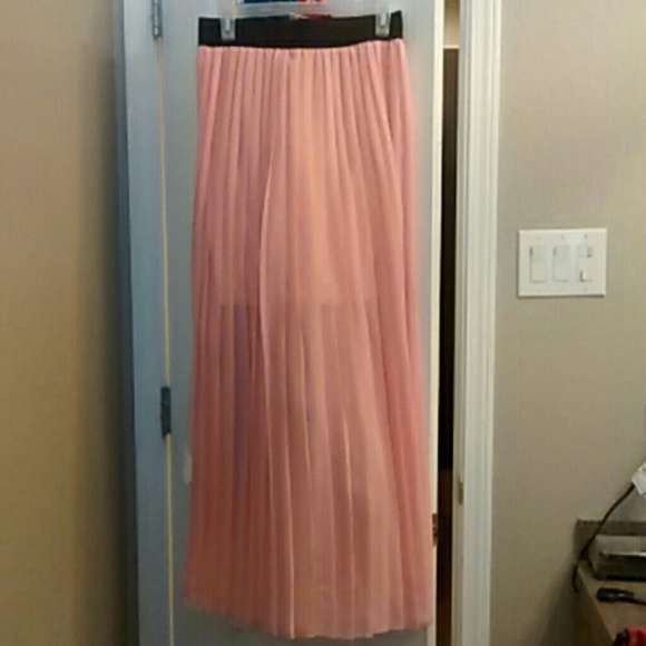 Sheer pleated maxi skirt