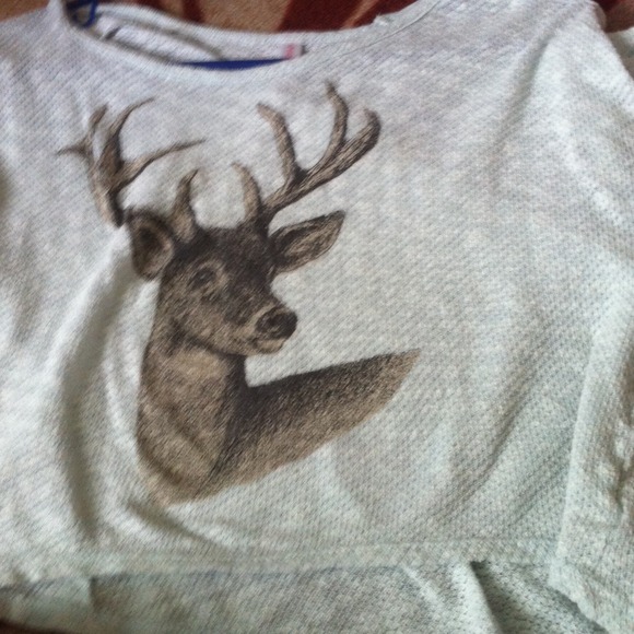 Flowy knit baby blue deer crop top