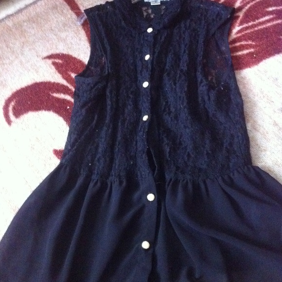 Lace button up with Peter Pan collar (sheer bottom