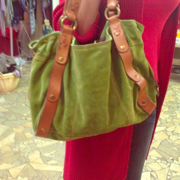 Green suede lucky brand purse
