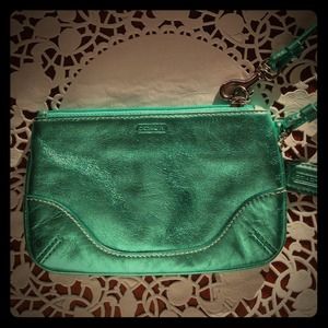COACH Wristlet in Metallic Turquoise COACH Wristlet in Metallic Turquoise 