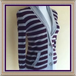 🚫Sold in Bundle🚫Purple & Gray Striped Cardigan