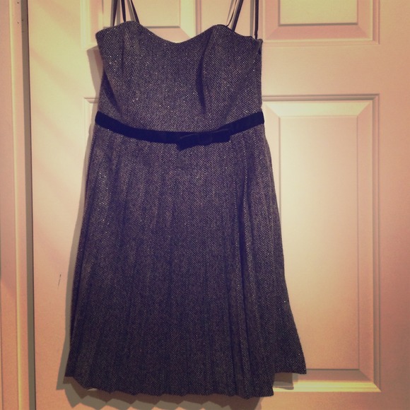 Woolen Pleated Grey Max and Cleo Dress