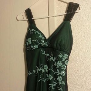 High low black/mint green dress w/ flower pattern