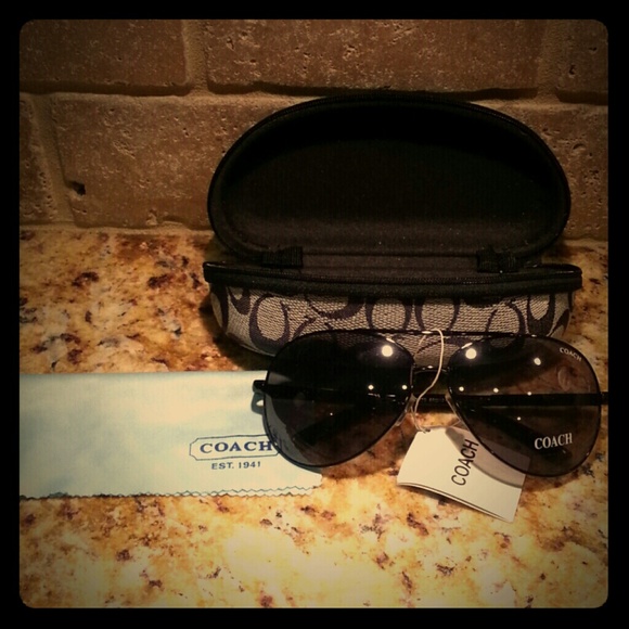 Brand new Coach Black Aviator Sunglasses