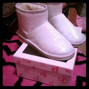 Vs pink sequined limited edition iridescent boots