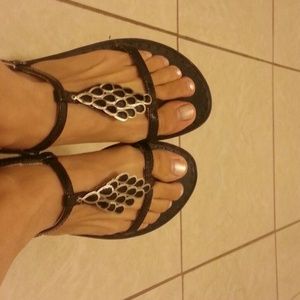Aldo Black strapped sandals with embellishments