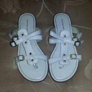 White flat sandals